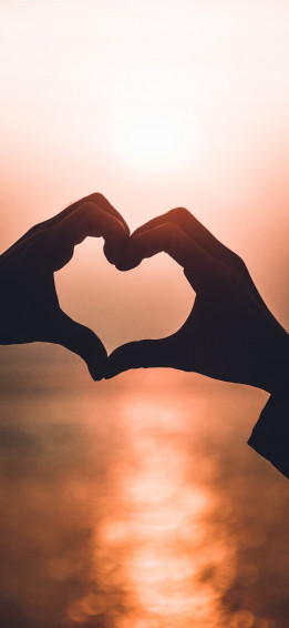 Heart Shape Hand Illustration iPhone Wallpaper