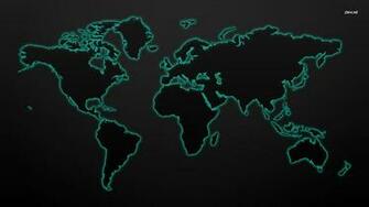 Glowing World Map Wallpaper Digital Art