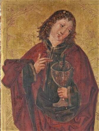 Haute Epoque Painting St John The Evangelist Tempera On Panel