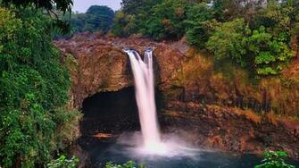 Rainbow Waterfall Wallpaper Which Is Under The
