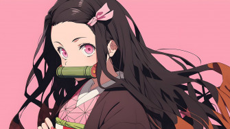 Demon Slayer Nezuko Pink Desktop Wallpaper
