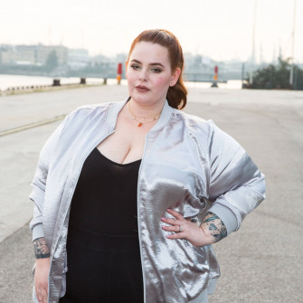 Fat Person Tess Holliday Silver Jacket Wallpaper