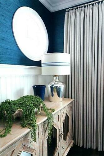 Navy Grasscloth Wallpaper