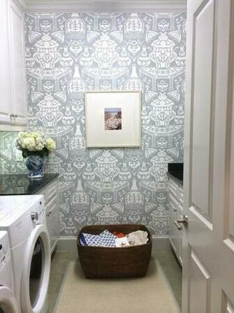 David Hicks The Vase Wallpaper Gray Laundry Room Diamond