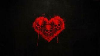 Skull Heart Art Dark Red Wallpaper