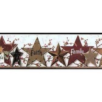 Primitive Star Friends Family Wallpaper Border Home
