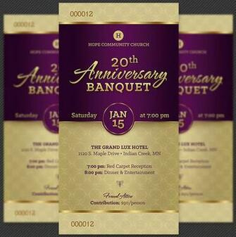 Church Anniversary Banquet Ticket Template By Godserv