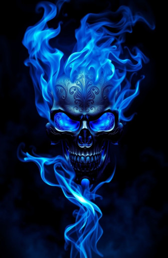 Blue Fire Skull Wallpaper