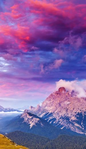 Mountain Top With Pink Clouds Nature Best