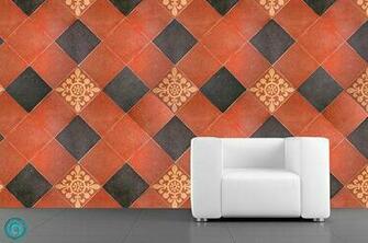 Removable Wallpaper Tuscan Tile Peel Stick Self Adhesive Fabric T