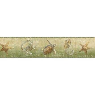 Home Fashions Sand Dollar Coastal Newport Lagoon Border Wallpaper