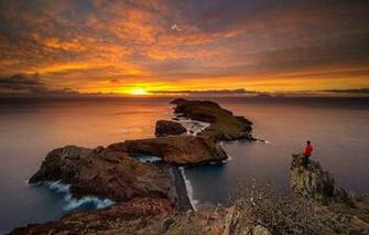 Wallpaper Sea The Sky Sun Clouds Sunset Stones Rocks