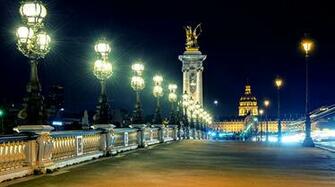 Image Paris France Pont Alexandre Iii Bridges Night Street Lights