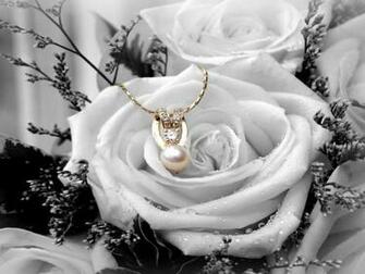 Black And White Rose With Delicate Pearl Necklace In Color Cute Jpg