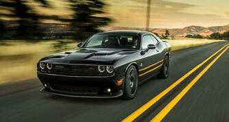 Dodge Challenger Black Color On Highway Side 4k HD