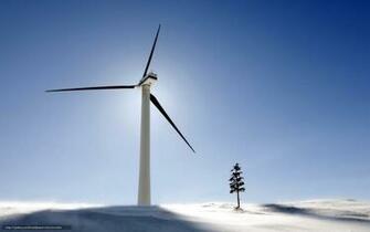 Wallpaper Windmill Tree Landscape Desktop