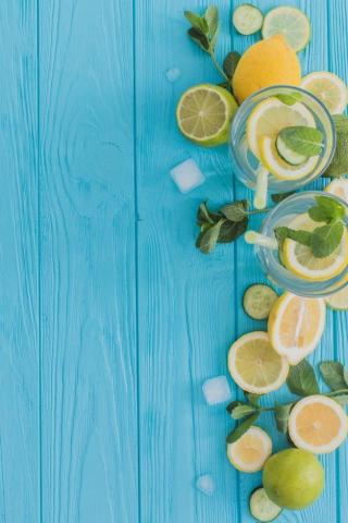 Summer Composition With Drinks And Fresh Ingredients For