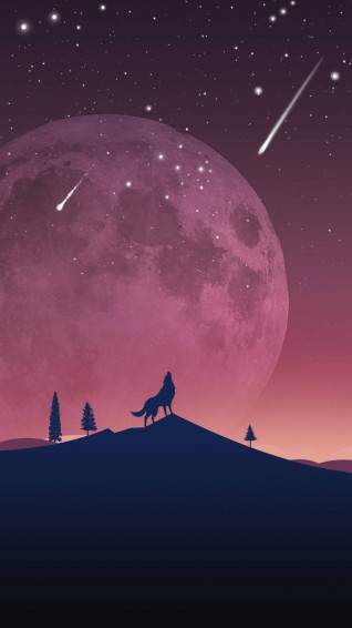 Moon Phone Meteors Wallpaper