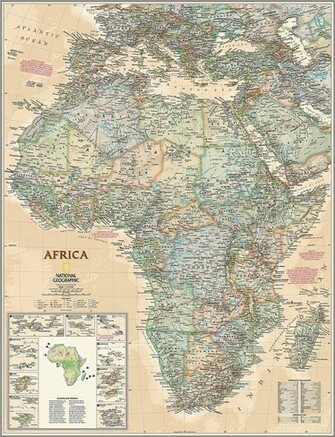Executive Africa Map Wall Mural Self Adhesive Wallpaper In Various