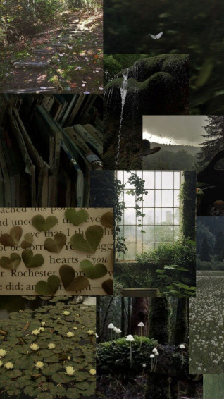 Dark Green Cottage Core Aesthetic Wallpaper In