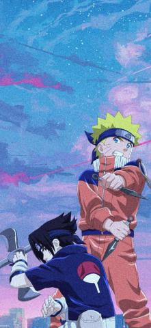 Aesthetic Wallpaper Of Kid Naruto And Sasuke