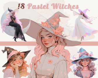Pastel Witches Clipart Bundle Png Art Adorable Wallpaper