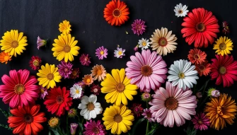 Flowers On Black Background Wallpaper