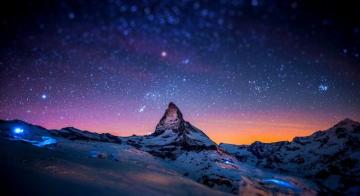 Mountain Night Stars Winter Lights Bokeh Macbook
