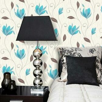 Shop By Style Floral Synergy Teal And Brown Wallpaper