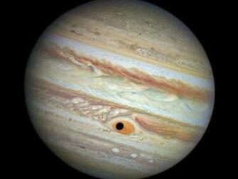 Jupiter S Great Red Spot And Ganymede Shadow Colour Esa Hubble
