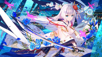 Anime Girl Katana Kimono Fantasy 4k Wallpaper