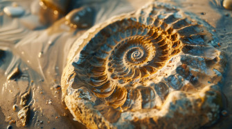 Ammonite Fossil Closeup Wallpaper Warm Sunlight Illuminating Spiral Patterns 68810905aa949