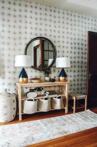 Entry Makeover With Removable Wallpaper And No Closet Nesting