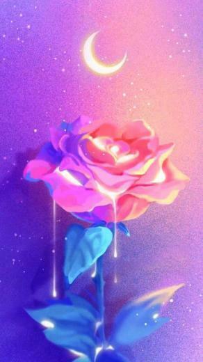 Mid Night Roses Gold Drops Dripping Down In The Moonlight Red