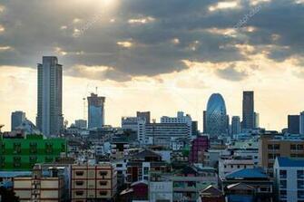 Sunset Sky Background Bangkok Thailand Cityscape