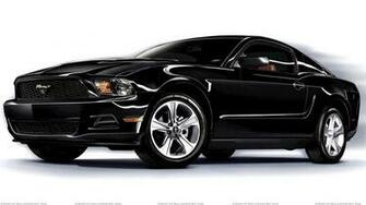 Ford Mustang V6 Front Side Pose In Black Wallpaper