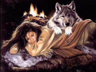Indian Chief And Wolf Wallpaper Native