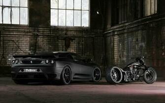Black Car And Bike Wallpaper