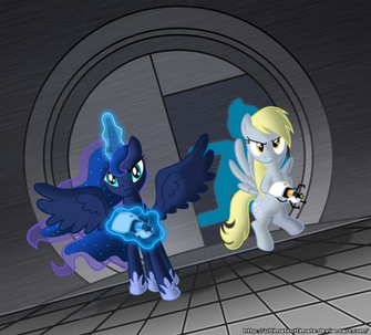 Portal Luna And Derpy By Zantyarz