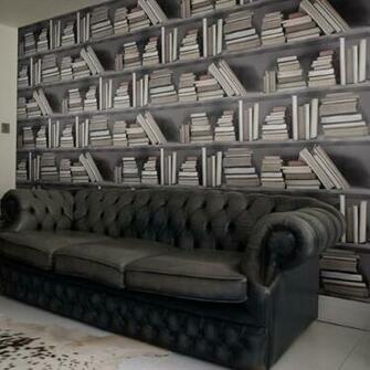 Fake Bookshelf Wallpaper