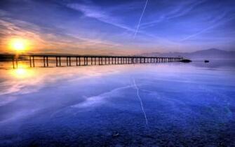 Ocean Pier Sunset Sun Sky Cloud Nature HDw Eweb4