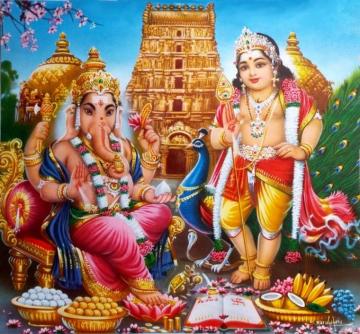 Hindu Cosmos Vinayagar Murugan India Vintage Print Via