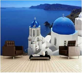 Custom Natural Landscape Wallpaper Santorini With Traditional