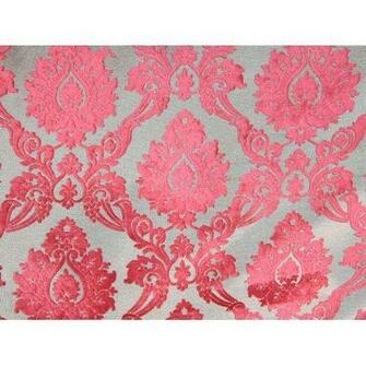 Red Velvet Damask Fabric Embossed