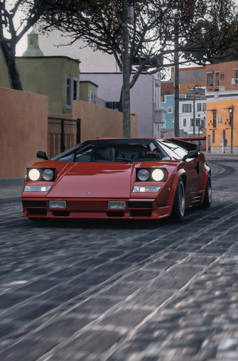 Beautiful Red Lamborghini Countach R Forza