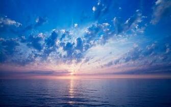 Ocean Clouds Pink Horizon Wallpaper Calm