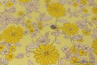 S Vintage Wallpaper Yellow And Brown Floral Via