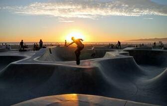 Wallpaper Sky Sunset Park Clouds People Skate Skateboard