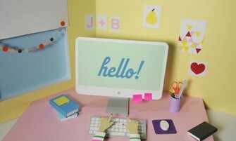 Cute Girl Desk Wallpaper