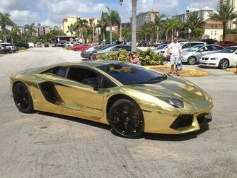 Lamborghini Aventador Gold Doors Night